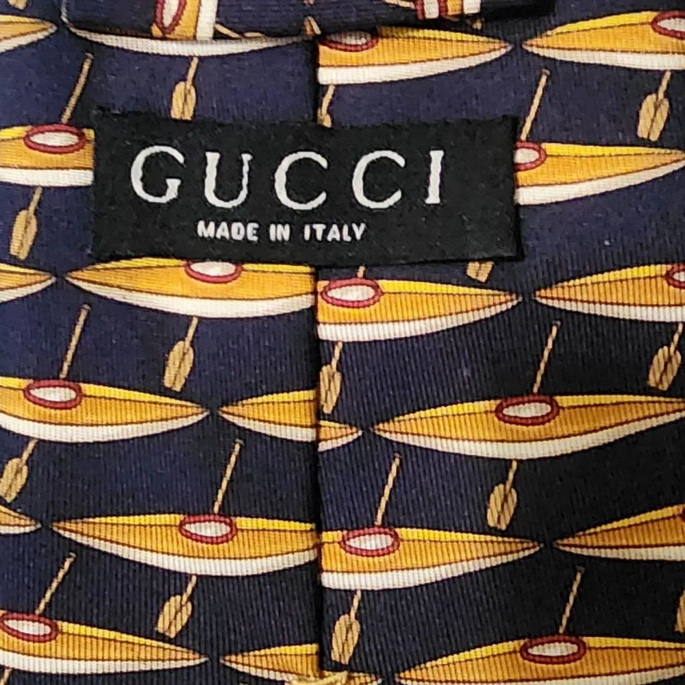 Gucci‎ Black and Gold Geometric 100 % Silk Tie